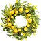 20 inch Artificial Lemon Wreath Spring Fruit Wreath with Yellow Lemon and Artificial Green Leaves for Front Door, Window and Wall Hanging Decorations, Holiday Decorations